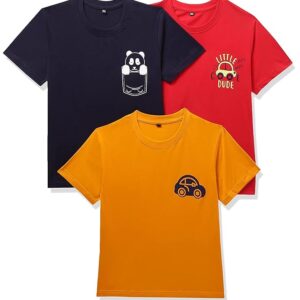 T2F Boy's Cotton Solid Regular Fit T-Shirt