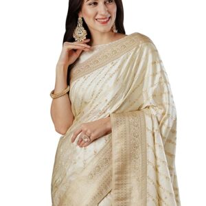Women's Satin Silk Ethnic Motif Woven Design Saree